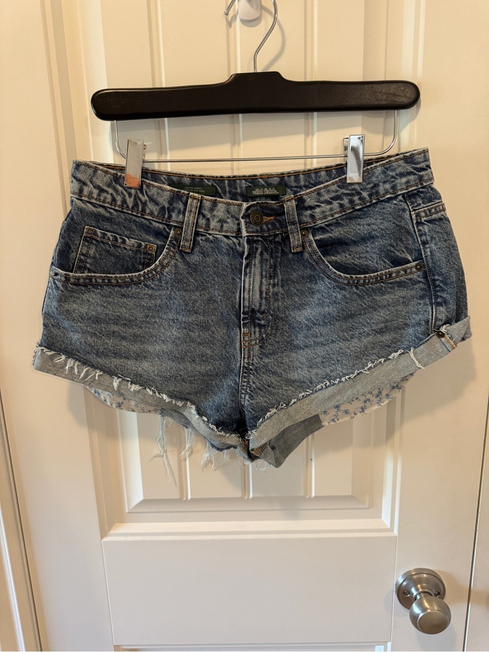 wild fable Washed Blue Frayed Hem Denim Shorts